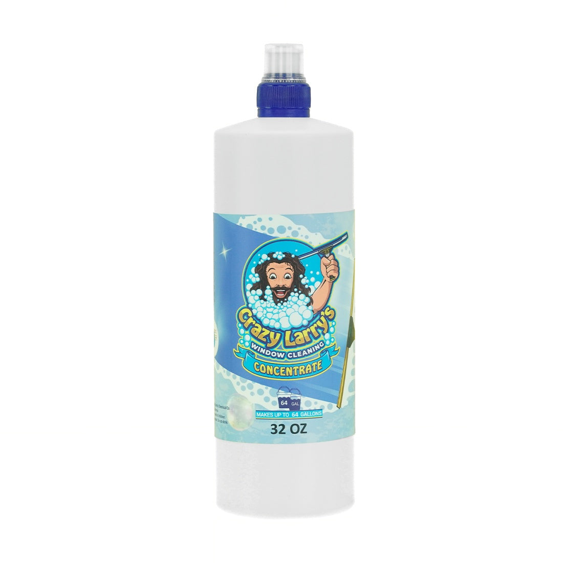 32 ounces of Crazy Larry window cleaning solution.