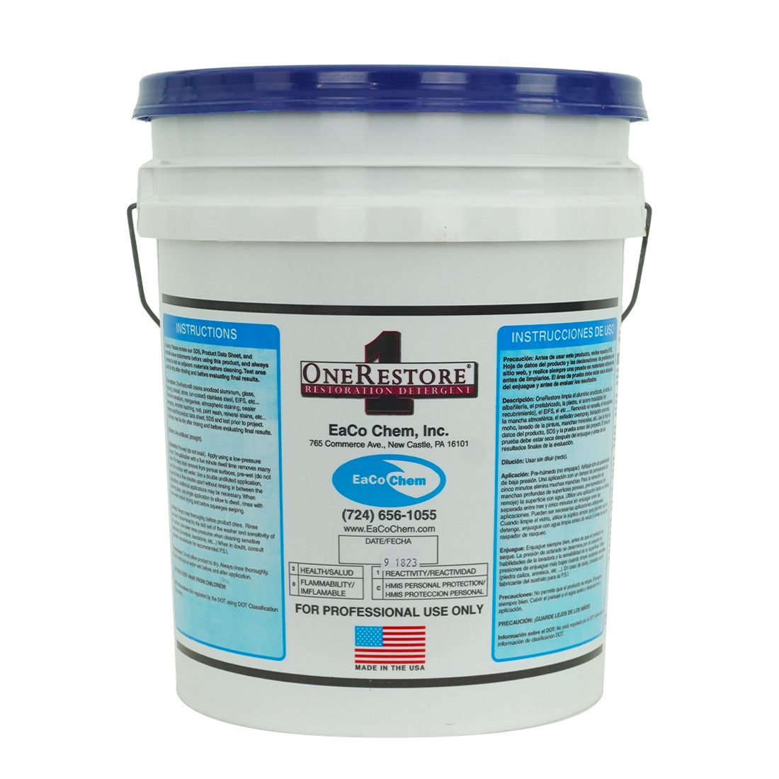 EaCo Chem OneRestore Glass 5 Gallon View