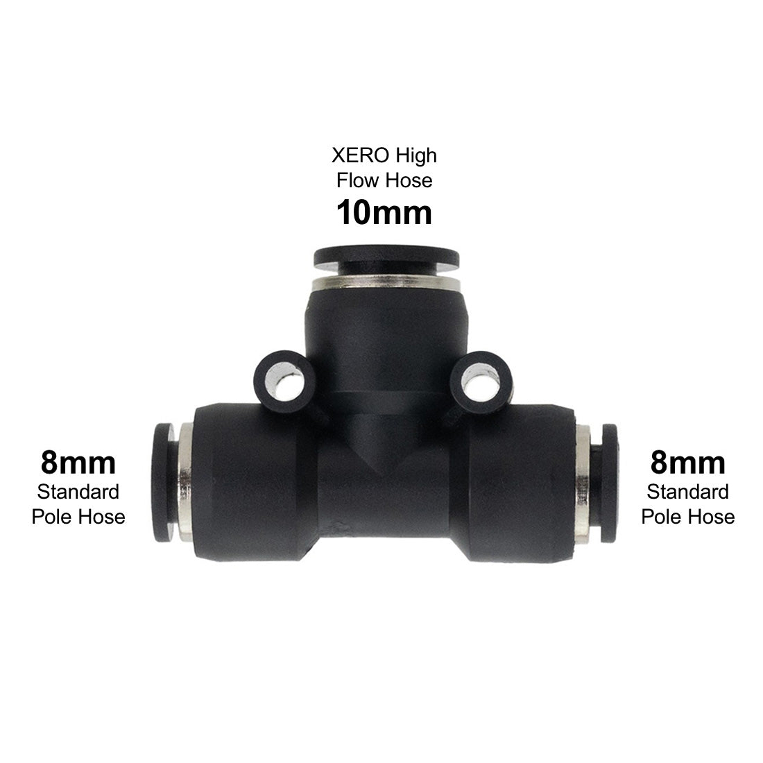 XERO Push to Fit Reducer T-Fitting Dual 8mm Spec View