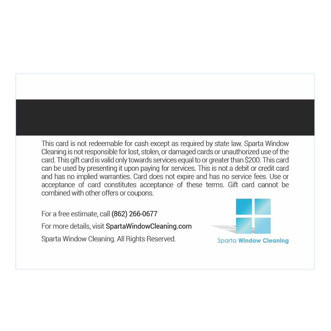 Gift Card Designs - Back View