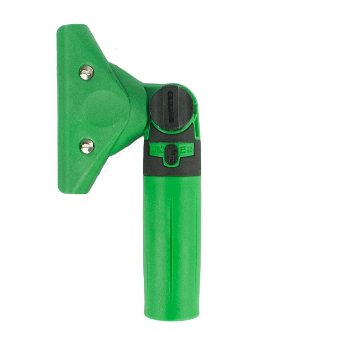 Unger ErgoTec SwivelLoc Angled Squeegee Handle - Upright Front View with Swiveled Head View