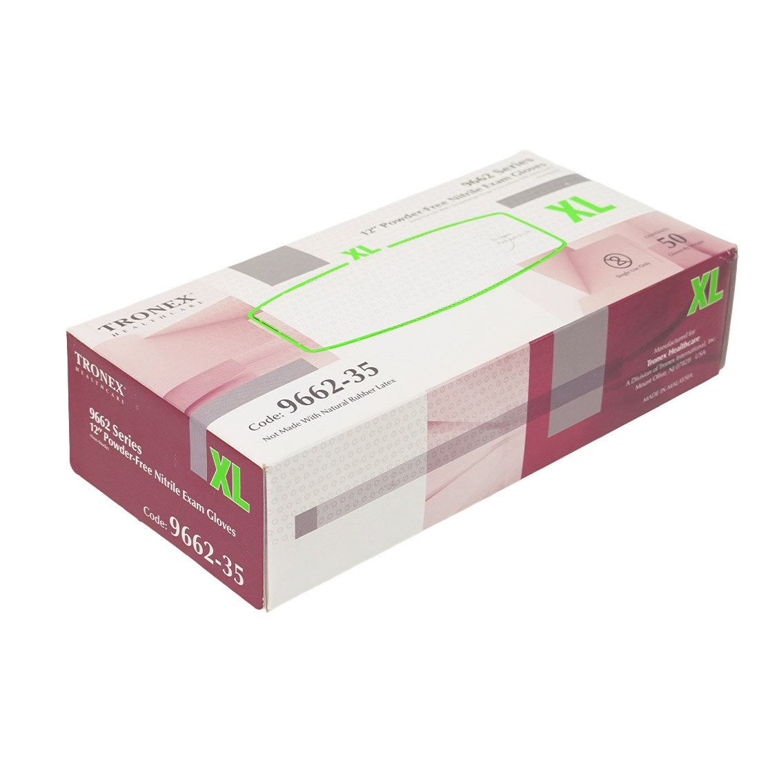 Tronex 9662 Light Blue Extra-Thick Nitrile Exam Glove - XL Box View