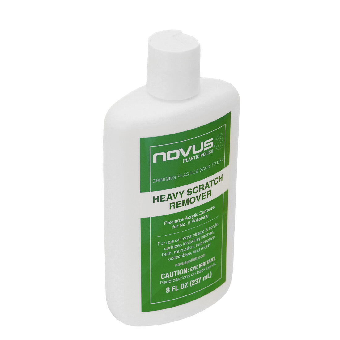 Novus Plastic Polish #3 Heavy Scratch Remover 8 oz - 3/4 View Facing Left