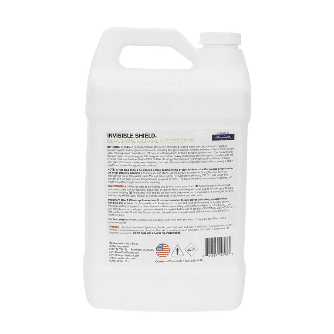 Clean-X Invisible Shield Pre-Cleaner + Liquid Restorer Concentrate - Gallon Back View