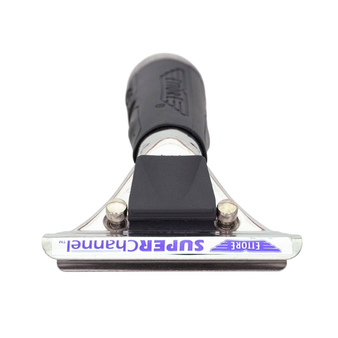 Ettore Stainless Steel with Rubber Grip Super Channel Squeegee Handle Front View