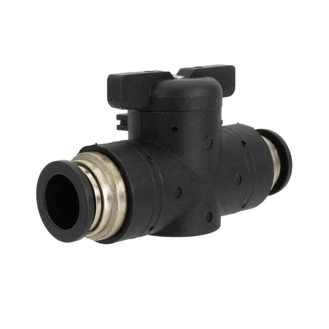 Tucker RO/DI Cart Bypass Valve - Black 3/4 view facing left