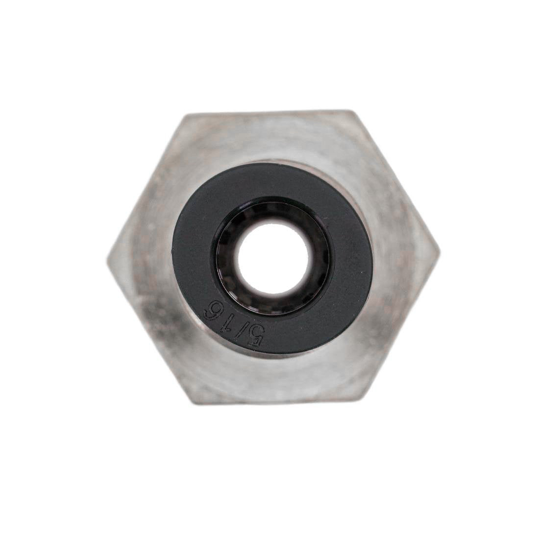 PTC Straight Female Connector 5/16" OD - 3/8" NPT Female Top View