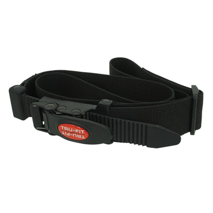 Top angled view of Tru-Fit belt closed and buckled.