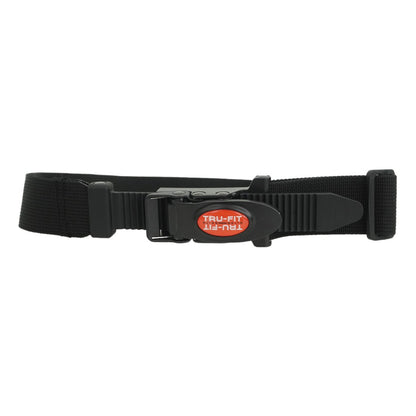 Front view of Tru-Fit tool belt with red buckle logo visible.