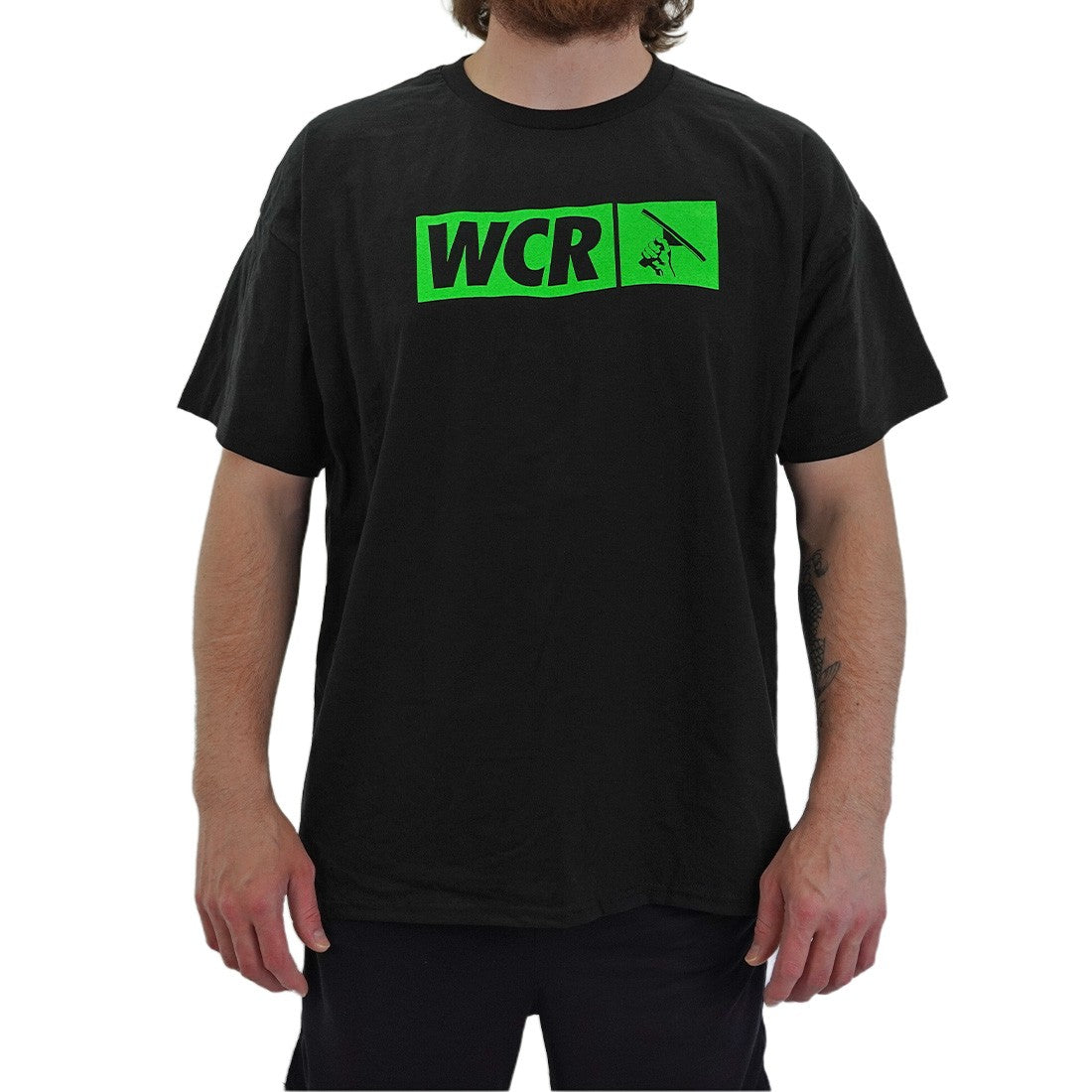 WCR Black/Green Tee Model Front View