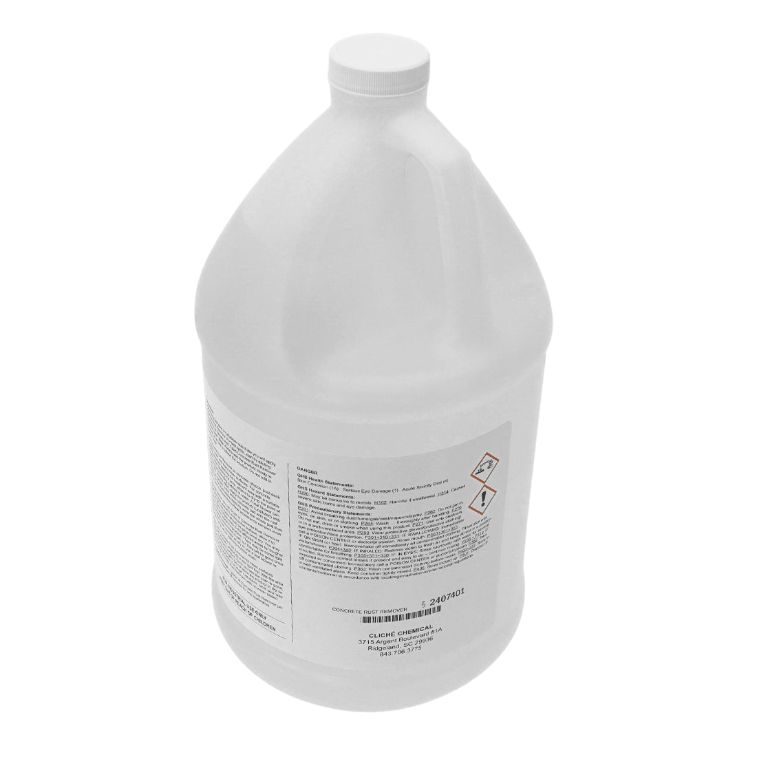 Cliche Chemicals Rust Remover - Gallon Back Top Angle View