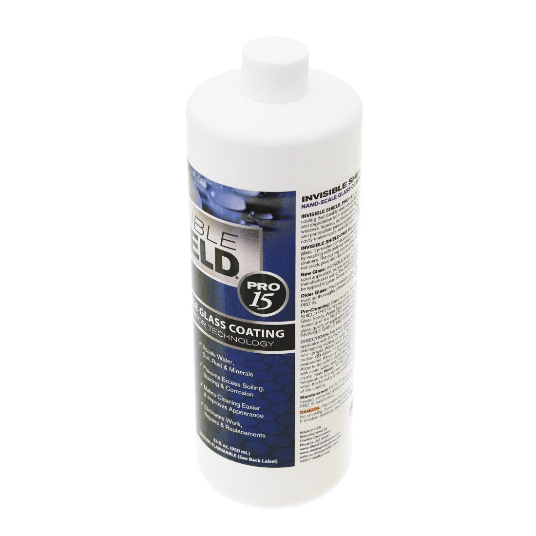 Clean-X Invisible Shield PRO 15 Glass and Surface Coating RTU - 32 oz Right Angle View