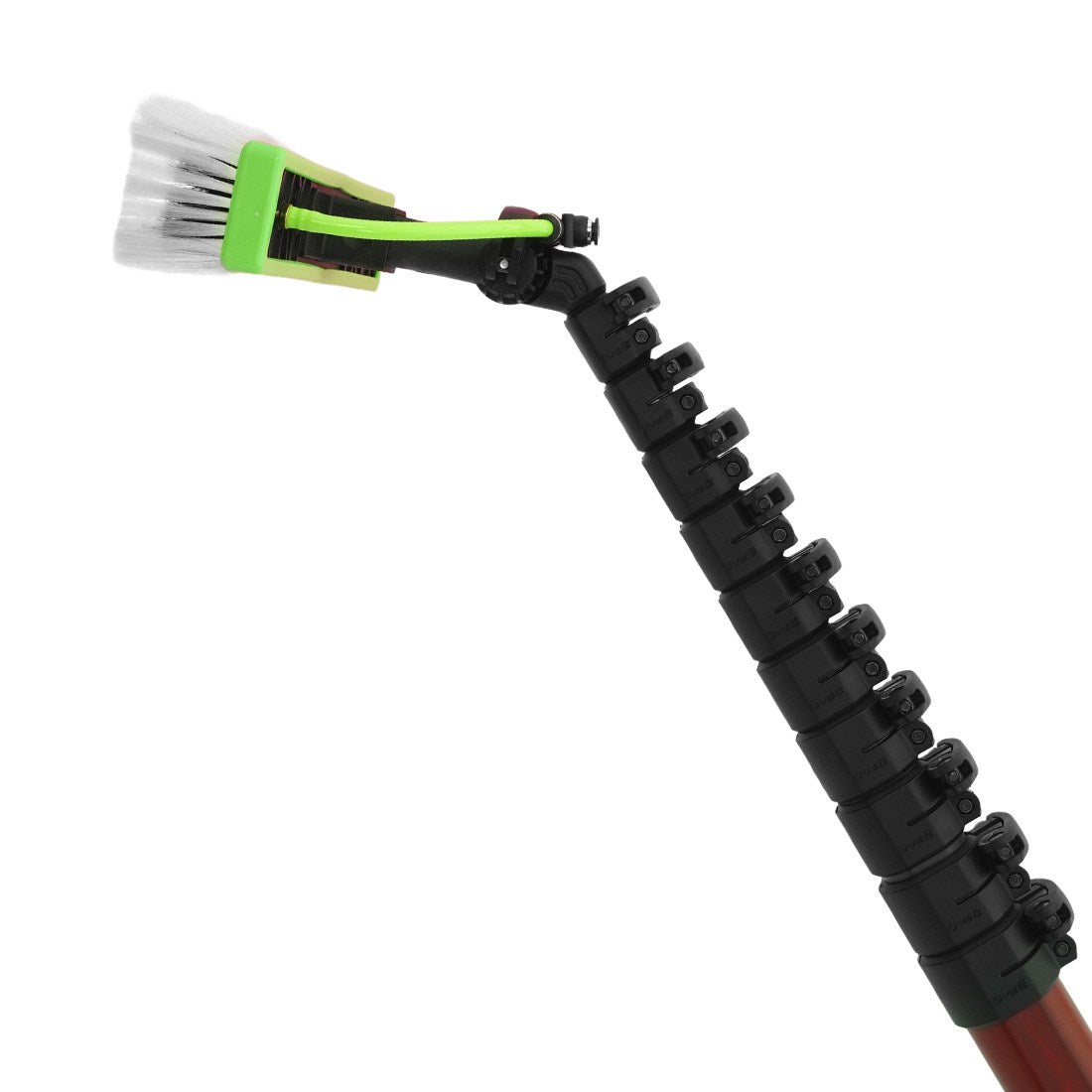 OVA8 Shorty Hi Mod Carbon Fiber Water Fed Pole - 35 Foot Rustic Red Brush Side View