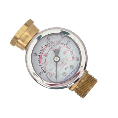 XERO Spigot Mount Pressure Gauge Top Angle View