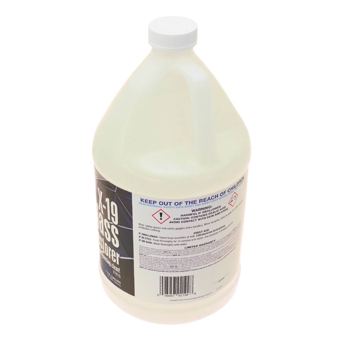 American Building Restoration X-19 Glass Cleaner and Restorer Back Angle View