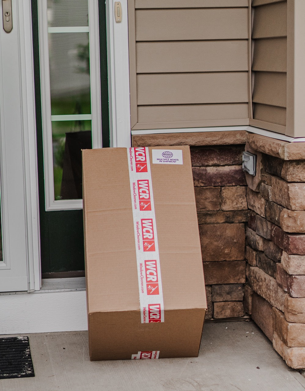Large WCR packing box arriving at customers door. 