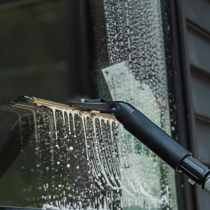 Ettore Brass Ledge-Eze Squeegee Handle on a Pole Tip Cleaning Glass