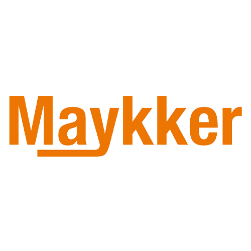 Maykker Orange Text and White Background Main Logo View