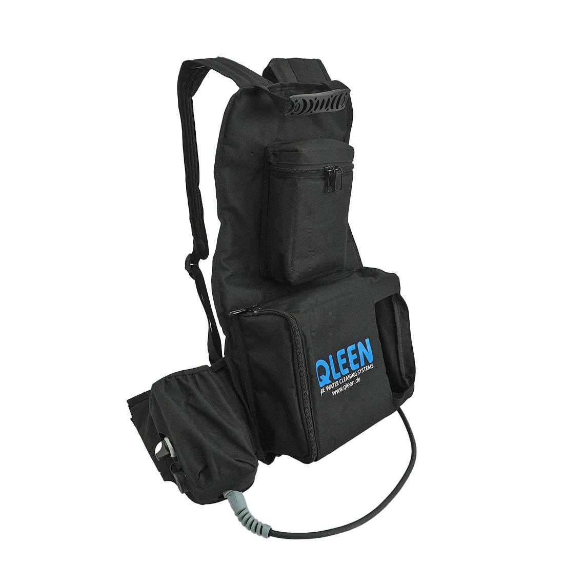 QLEEN Backpack with Adapter Left Angle View