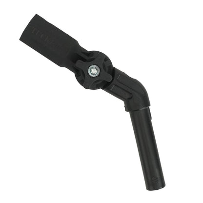 A black Tucker LOCT Adjustable Gooseneck for water-fed poles designed to attach to brushes with a LOCT socket.