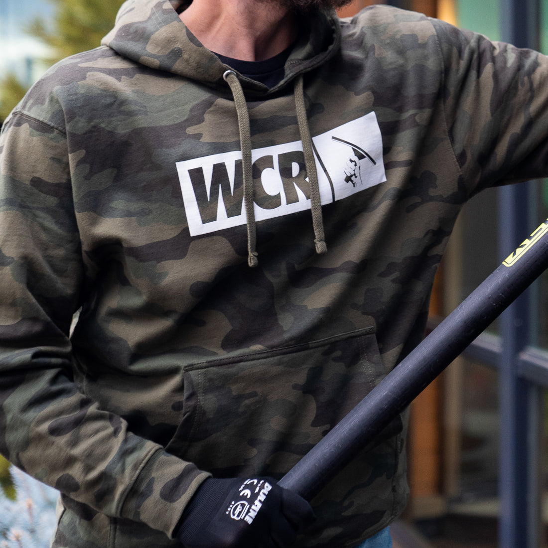 WCR Camo Hoodie Close Up