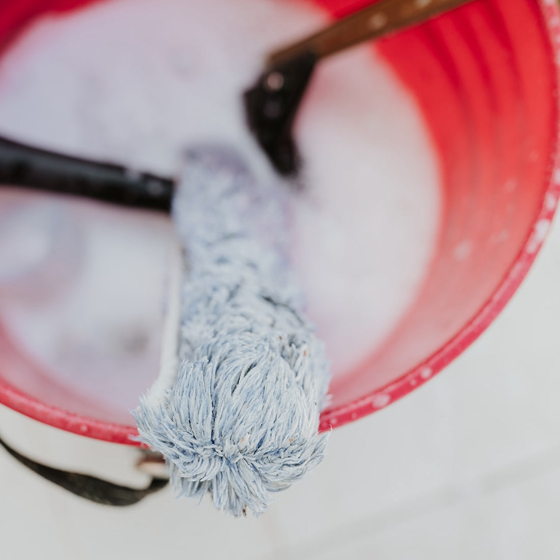 Red Round Window Cleaning Bucket