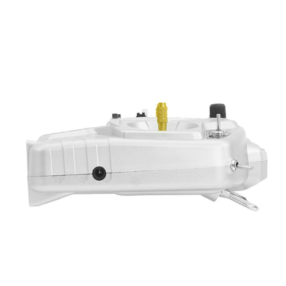 Side view of Microzone MC7 remote control showing switch port and joystick for solar panel cleaning robot.