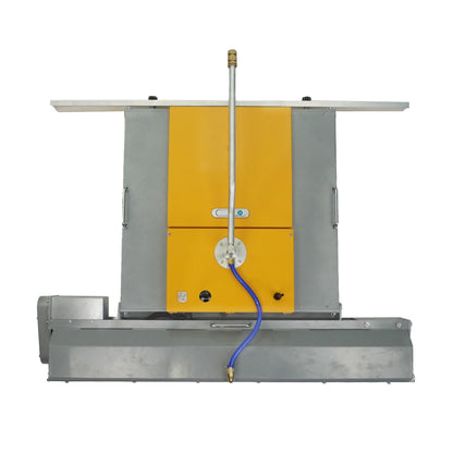 Top view of solar panel cleaning robot with brush and frame.