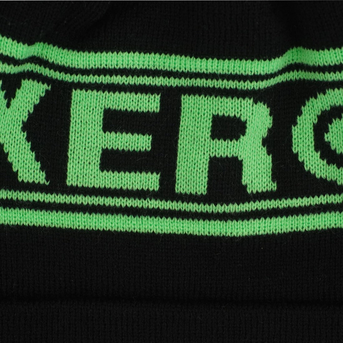 XERO Winter Cap - Black/Green Zoomed View