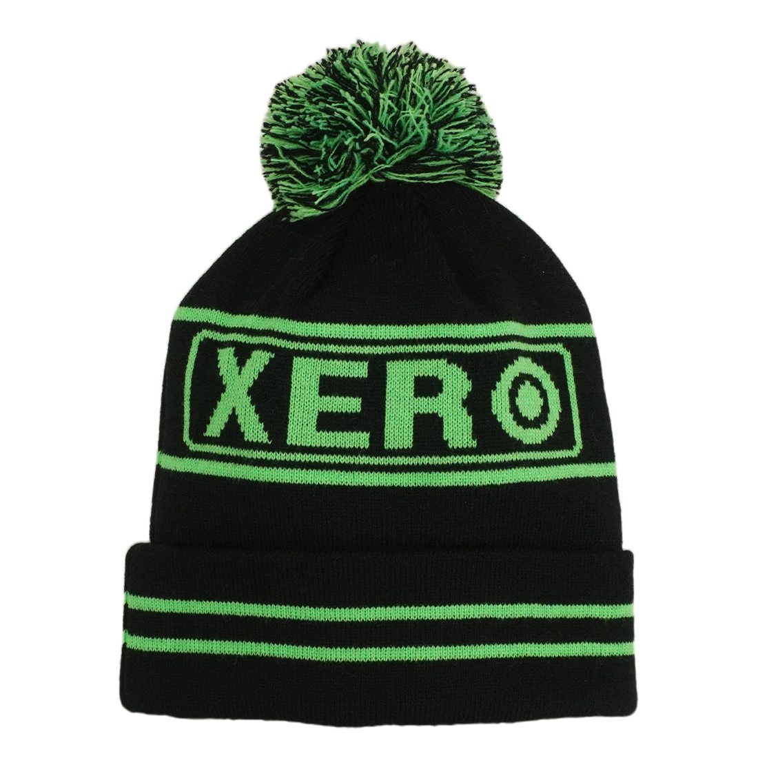 XERO Winter Cap - Black/Green Front View