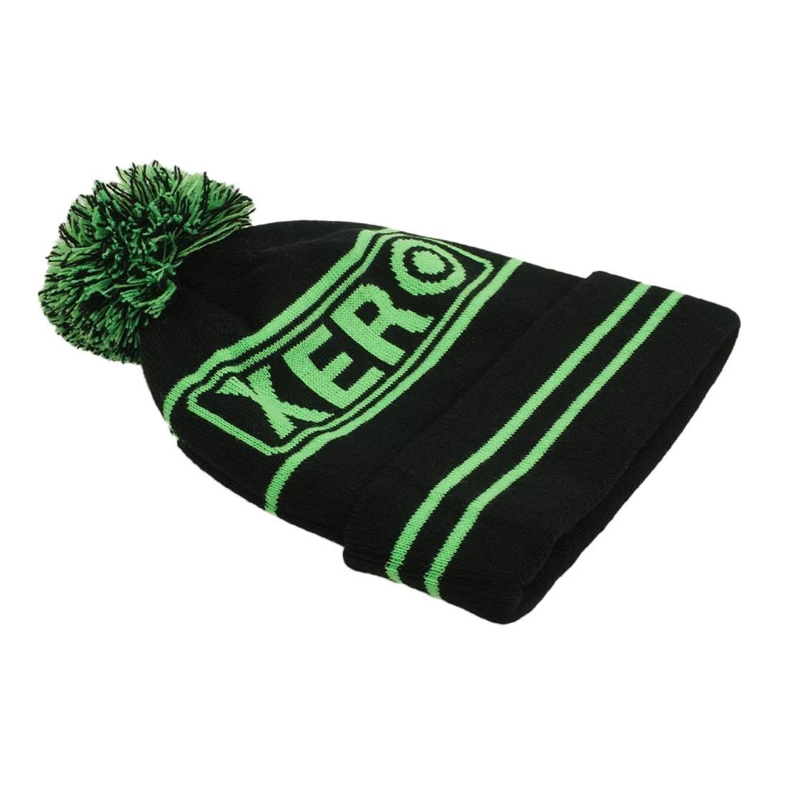 XERO Winter Cap - Black/Green Left Flat View