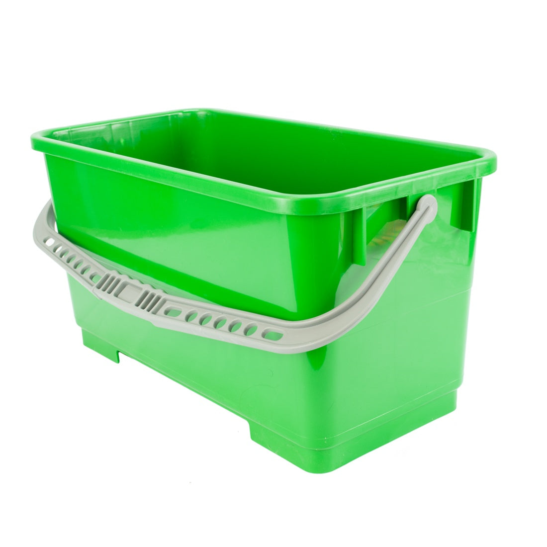Green 6 Gallon Pulex Bucket with Grey Handle Left Angle View
