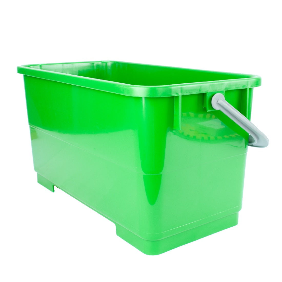 Green 6 Gallon Pulex Bucket with Grey Handle Right Angle View