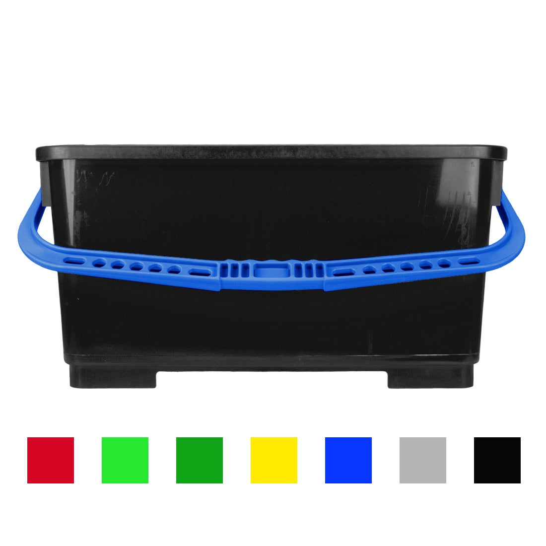 Black 6 Gallon Pulex Bucket with Blue Handle Front View