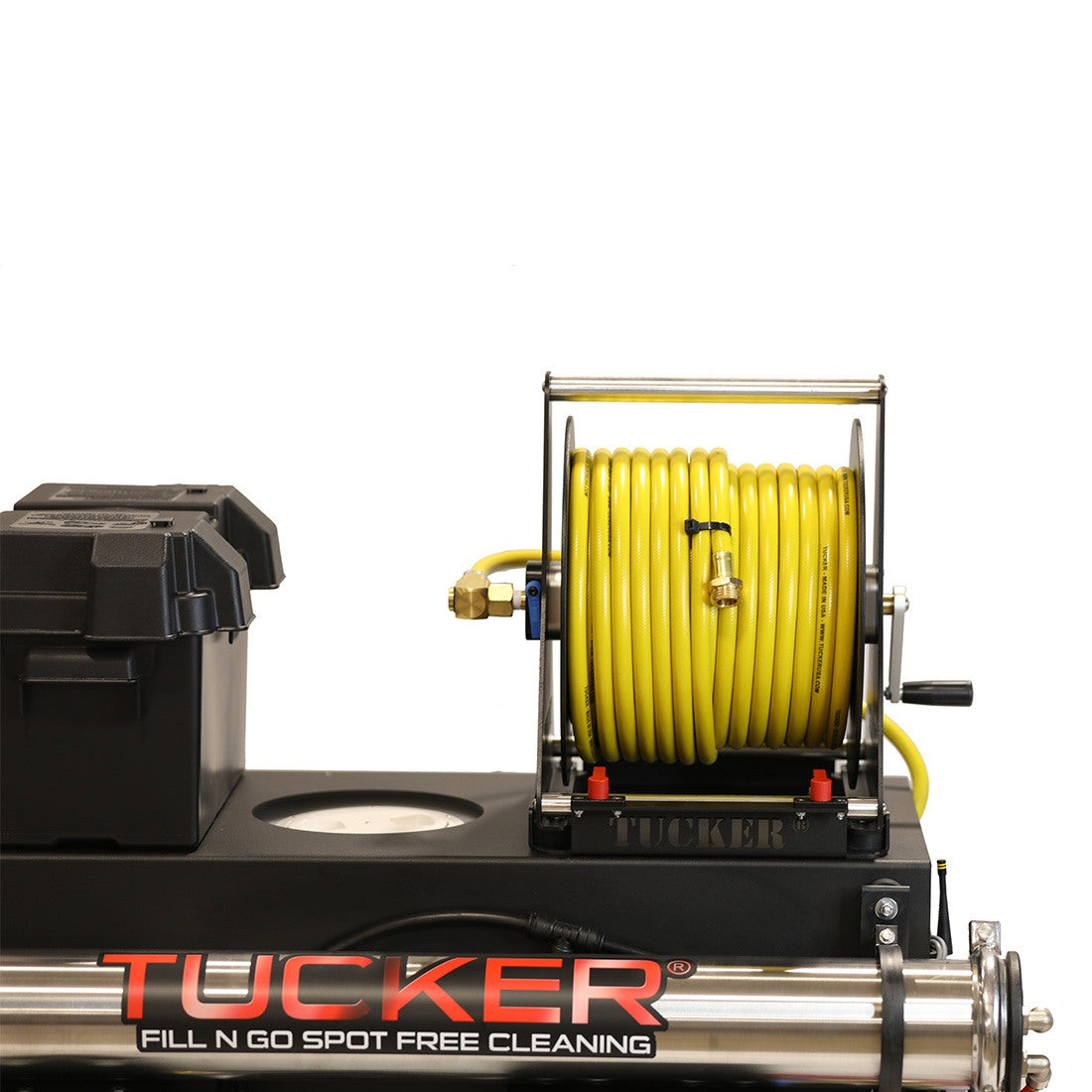 Tucker Fill N Go System - Single User - Hose Reel Close-Up Front View