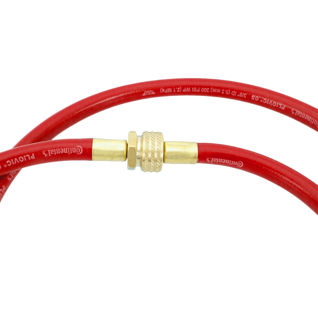 XERO Whip Line / Upgraded Waste Line - 6 Foot Red Hose Brass Fittings Close-Up View