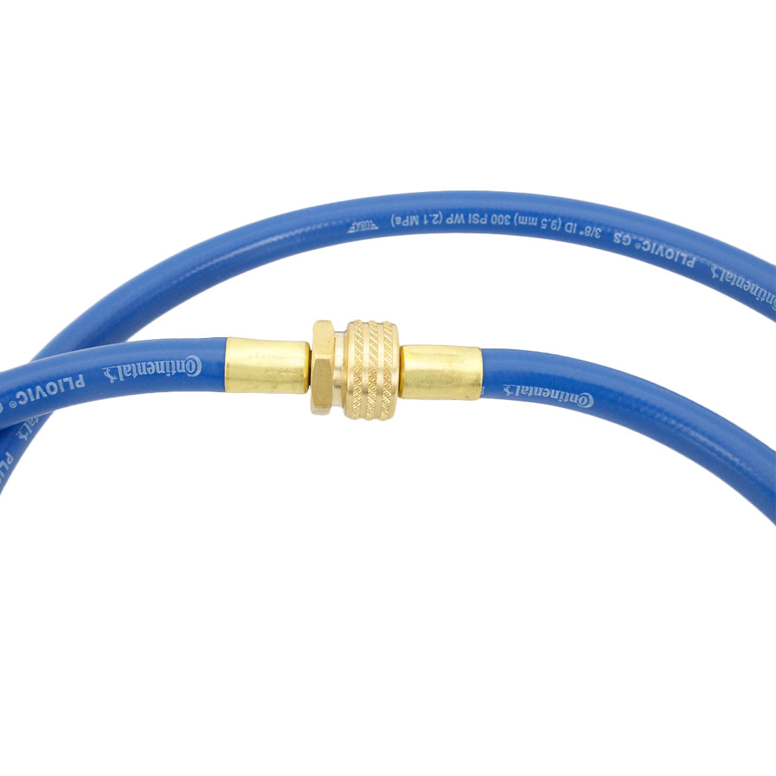 XERO Whip Line / Upgraded Waste Line - 6 Foot Blue Hose Brass Fittings Close-Up View