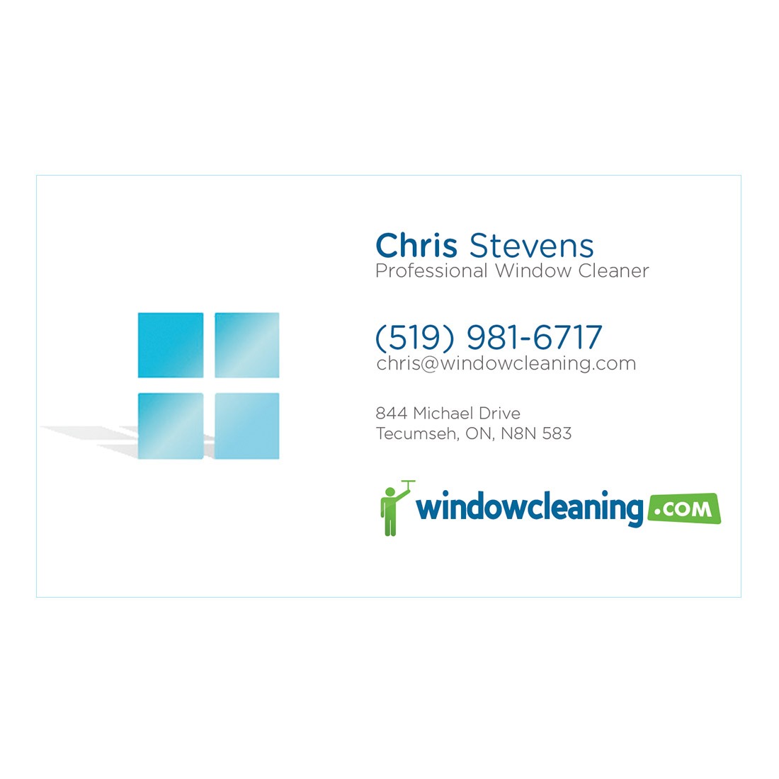 WindowCleaning.com Business Card Front Design