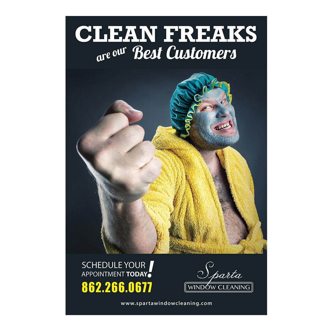 Male Clean Freaks Small Postcard Front Design