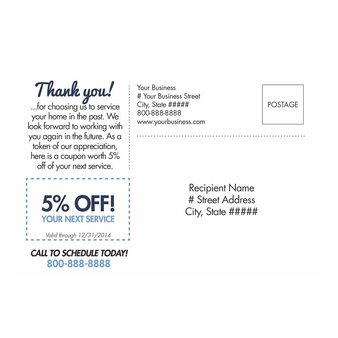 Thank You Design Suite - Postcard Small - Back View