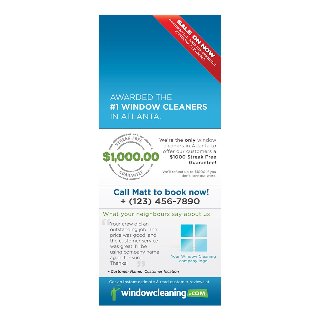 WindowCleaning.com Blue Door Hanger
