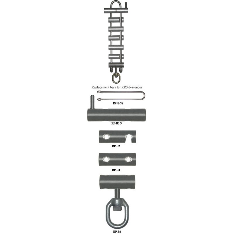 MIO Rack Descender with Swivel - Deconstructed Diagram View