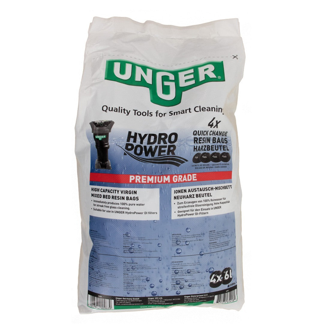 Unger HydroPower Resin Bags 4 Pack No Pail Front View