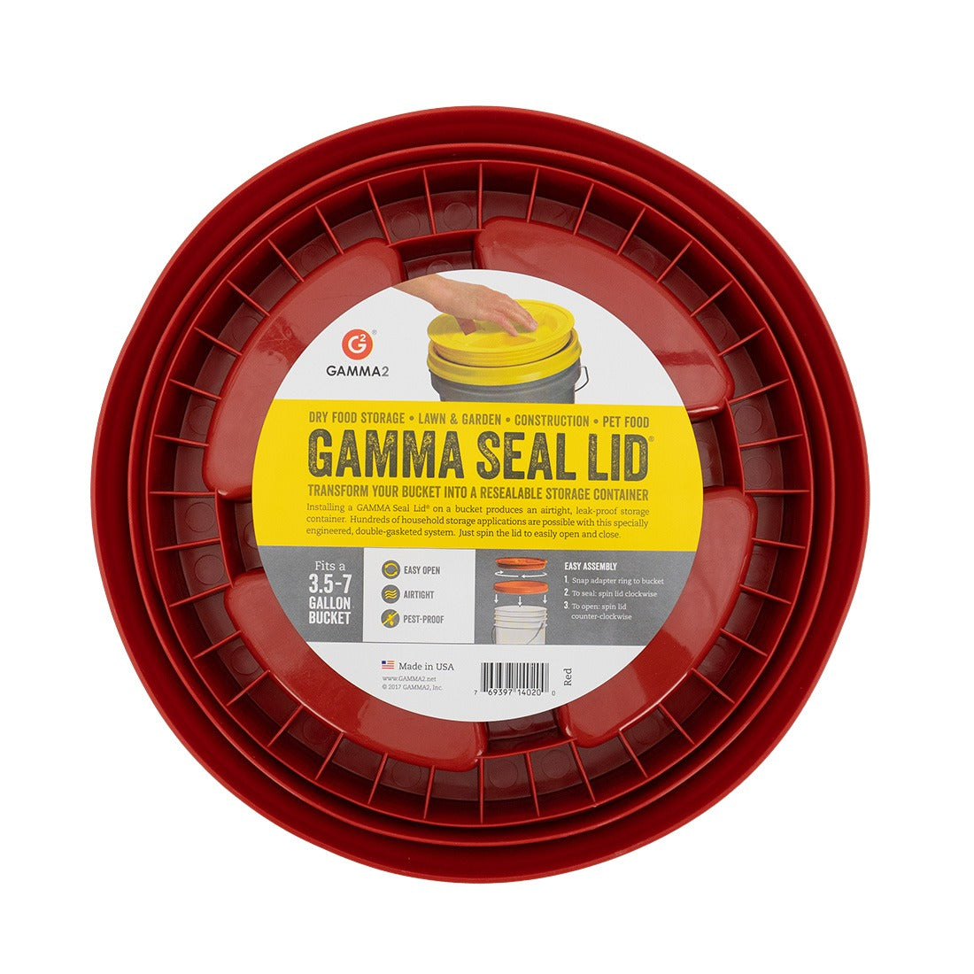 Gamma Seal Lid - Red Bottom View