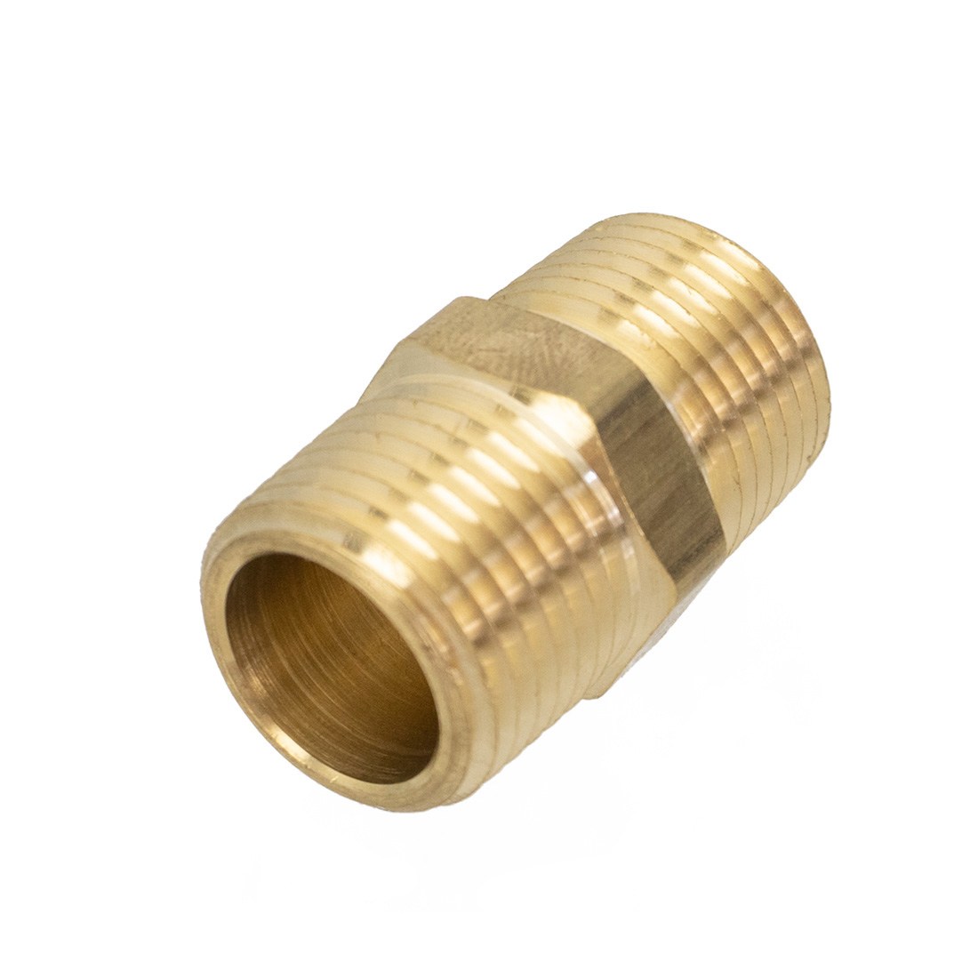 XERO Hex Nipple Brass - 1/2 Inch Side Right Oblique View