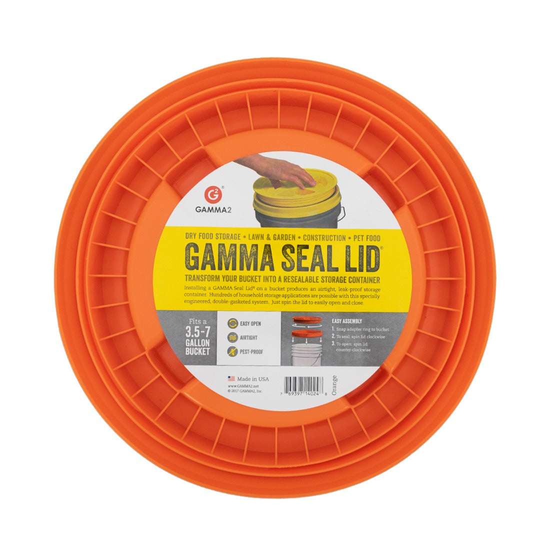 Gamma Seal Lid - Orange Bottom View