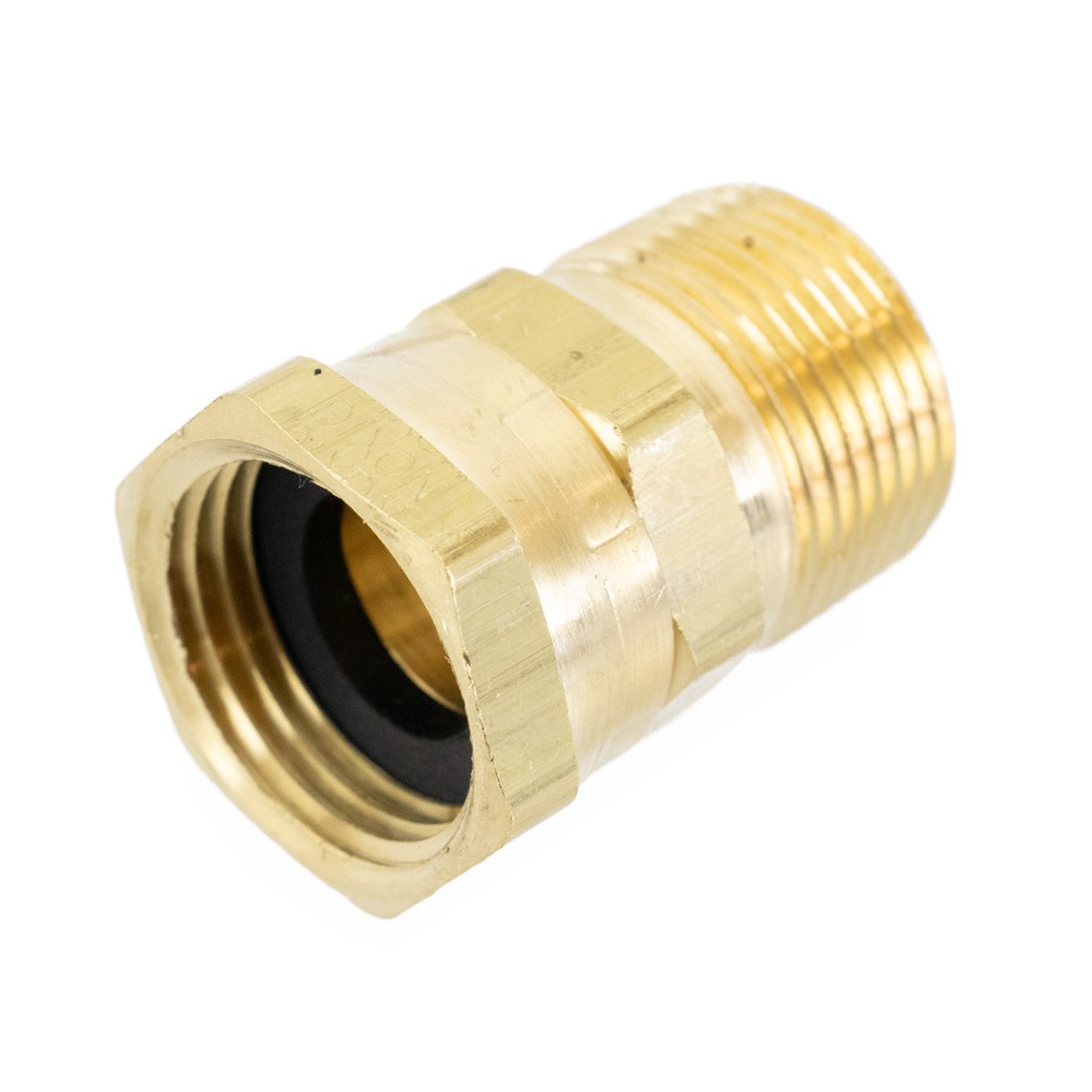 XERO Pure Garden Hose to Female Swivel Adapter - 3/4 Inch - Tilted Right Bottom Oblique View