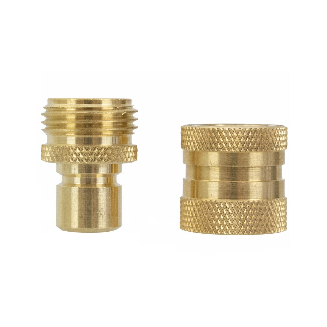 Garden Hose Quick Connect Male and Female Set - Brass - Side-by-Side Font View