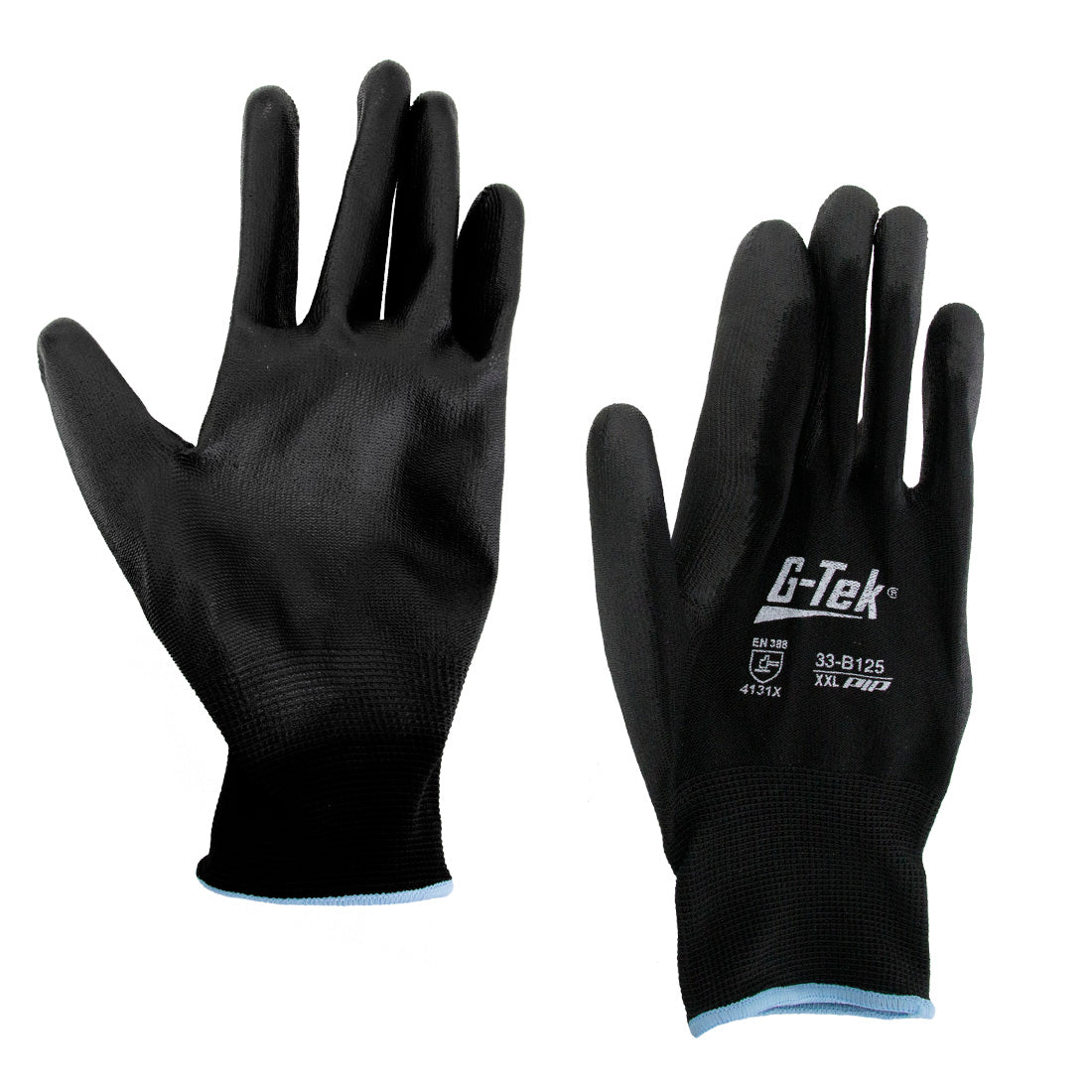 World Enterprises Poly Coated Nylon Gloves XX-Large Pair One Front One Back View