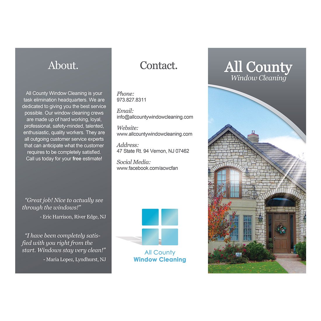 Residential Tri-Fold Brochure - Gray Color - Front View